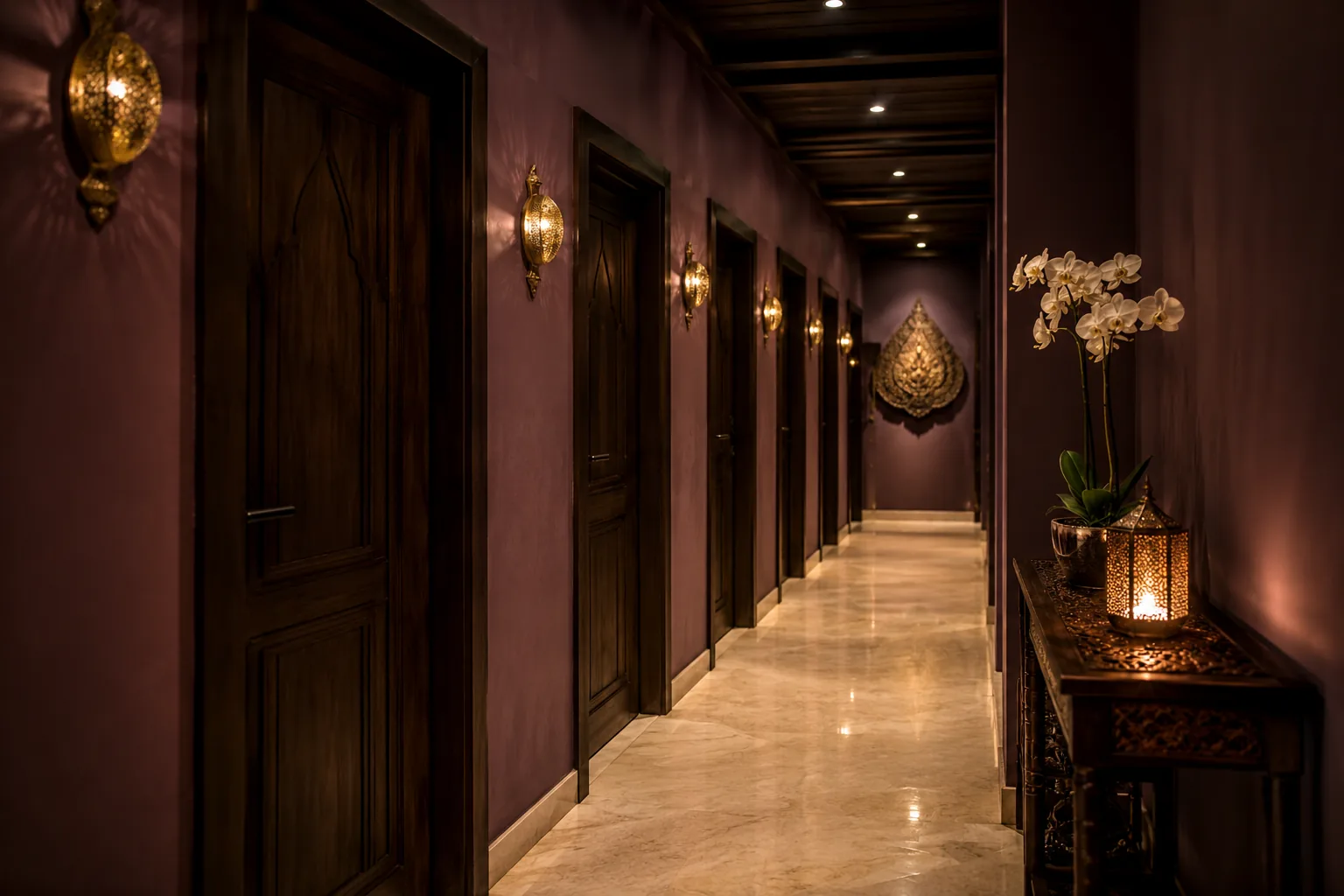 Masaj odalarının koridoru — Lila Spa, Bahçeşehir misafirlerine hizmet veren salon